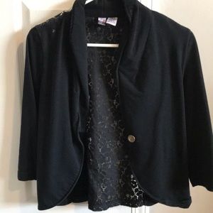 Black casual blazer with lace back